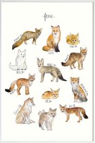 JUNIQE - Poster met kunststof lijst Vossen illustratie -13x18 /Bruin &