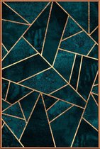 JUNIQE - Poster met kunststof lijst Deep Teal Stone -30x45 /Groen &