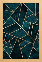 JUNIQE - Poster met houten lijst Deep Teal Stone -13x18 /Groen &