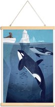 JUNIQE - Posterhanger Vintage orka -30x45 /Blauw