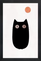 JUNIQE - Poster in houten lijst Meow -20x30 /Wit & Zwart