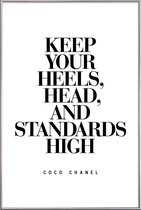 JUNIQE - Poster met kunststof lijst Keep Your Heels - Citaat van Coco