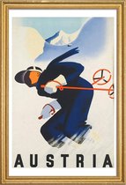 JUNIQE - Poster met houten lijst Vintage Oostenrijk skiën -20x30