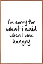 JUNIQE - Poster met kunststof lijst hungry -20x30 /Zwart