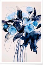 JUNIQE - Poster Bloom Series True Blue -30x45 /Blauw