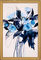 JUNIQE - Poster met houten lijst Bloom Series True Blue -20x30 /Blauw