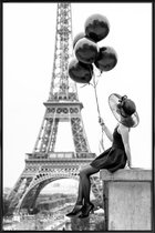 JUNIQE - Poster in kunststof lijst Black Balloons -40x60 /Grijs & Wit