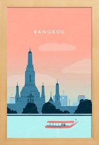 JUNIQE - Poster met houten lijst Bangkok - retro -13x18 /Roze &