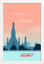 JUNIQE - Poster met houten lijst Bangkok - retro -13x18 /Roze &