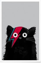 JUNIQE - Poster Cat Hero -13x18 /Grijs & Rood
