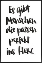 JUNIQE - Poster met kunststof lijst Perfekt ins Herz -13x18 /Wit &