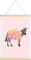 JUNIQE - Posterhanger Zebra Balloon -20x30 /Roze
