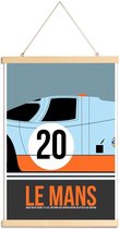 JUNIQE - Posterhanger Le Mans Poster 2 -30x45 /Blauw & Oranje