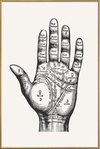 JUNIQE - Poster met kunststof lijst Palmistry -40x60 /Grijs & Wit