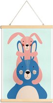 JUNIQE - Posterhanger Bunny Rabbits -30x45 /Kleurrijk