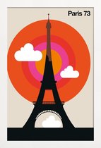 JUNIQE - Poster met houten lijst Vintage Parijs 73 -13x18 /Kleurrijk