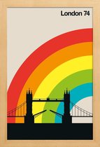 JUNIQE - Poster met houten lijst Vintage Londen 74 -13x18 /Kleurrijk