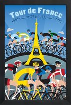 JUNIQE - Poster in houten lijst Tour de France -20x30 /Blauw & Geel