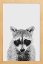JUNIQE - Poster in houten lijst Raccoon Classic -20x30 /Wit & Zwart