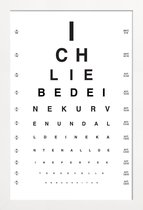 JUNIQE - Poster in houten lijst Eye Chart Ich Liebe Dich -60x90 /Wit &