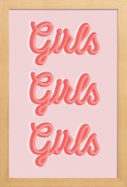 JUNIQE - Poster in houten lijst Girls Girls Girls -20x30 /Roze