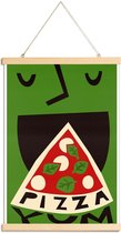JUNIQE - Posterhanger Yum Pizza -20x30 /Groen
