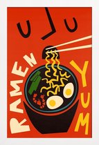 JUNIQE - Poster met houten lijst Yum Ramen -13x18 /Rood