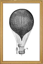 JUNIQE - Poster met houten lijst Air Balloon -40x60 /Wit & Zwart