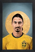 JUNIQE - Poster met houten lijst Football Icon - Zlatan Ibrahimovic