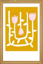 JUNIQE - Poster met houten lijst Flowery 07 -30x45 /Geel