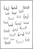JUNIQE - Poster met kunststof lijst Busenfreunde -60x90 /Wit & Zwart