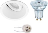 OSRAM - LED Spot Set - Parathom PAR16 930 36D - Prima Zano Pro - GU10 Fitting - Dimbaar - Inbouw Rond - Mat Wit - 5.5W - Warm Wit 3000K - Kantelbaar - Ø93mm