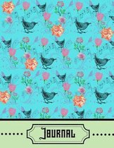 Journal: Vintage Blue Floral Pattern Of Nature, Birds, Flowers Writing Gift - Lined JOURNAL, 130 pages, 8.5 x 11