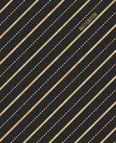 Notebook: Gold on Black Diagonal Pattern Cover with College Ruled Pages