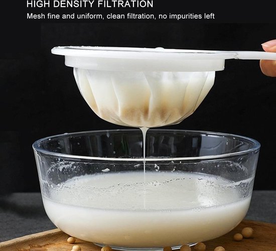 Keuken Ultra-Fijne Zeef Keuken Nylon Mesh Filter Lepel Voor Geschikt Voor Sojamelk koffie Melk Yoghurt - Wit - Merkloos