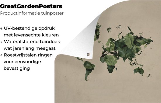 Posters de jardin Wereldkaart - Plantes - Motif - 50x50 cm - Toile de jardin - Affiche extérieure