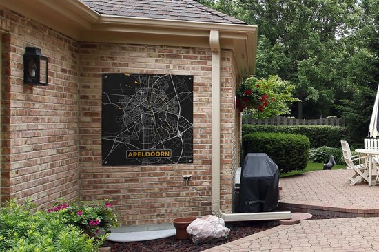 Tissu de jardin Plan de la ville - Apeldoorn - Or - Zwart - 100x100 cm - Carte