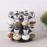 Clever Storage Kruidencarrousel met 16 potjes - Zwart & Transparant