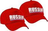 2x stuks russia supporters pet rood voor dames en heren- Rusland landen baseball cap - supporter kleding