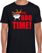 Its bbq time t-shirt zwart - barbecue cadeau shirt voor heren - verjaardag / vaderdag kado M