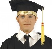 2x stuks luxe afstudeer hoedjes met gouden details 23 x 10 cm - Geslaagd diploma uitreiking feestartikelen