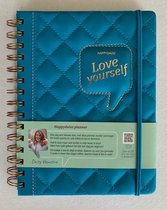School agenda / Planner A5 HappyDaisz Vegan Leather Turquoise blauw "Love yourself"  met video's, veel stikkers en persoonlijkheidstest
