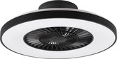 LED Plafondlamp met Ventilator - Plafondventilator - Trion Halma - 40W - Aanpasbare Kleur - Afstandsbediening - Dimbaar - Rond - Mat Zwart - Kunststof
