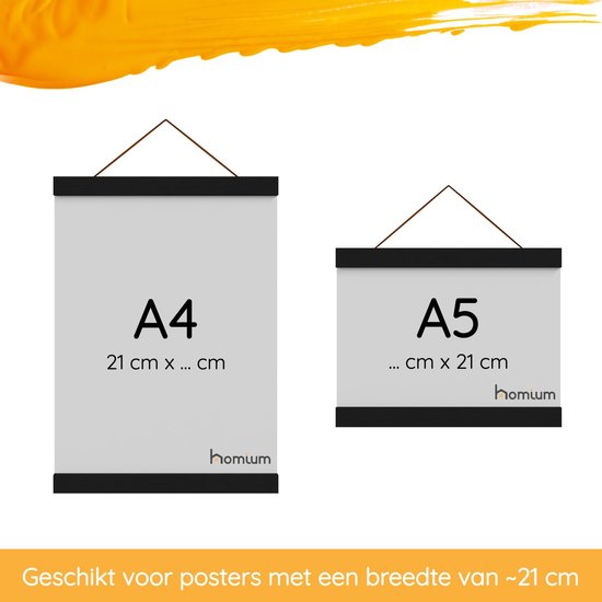 Porte-affiche (21 cm) en bois noir avec fermeture magnétique | A4 | système de suspension d'affiche - cadre d'affiche - cadre d'affiche - clip d'affiche - support d'affiche