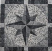 Mozaiek tegel - marmer medallion - 60 x 60 cm -antraciet grijs wit - 071