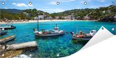 Tuinposter Ibiza 100 x 50 cm incl. Metalen ringen - (Buitenposter - Tuindoek - Buitencanvas - Schilderijen voor buiten - tuin decoratie)