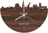 Skyline Klok Breda Notenhout - Ø 40 cm - Woondecoratie - Wand decoratie woonkamer - WoodWideCities