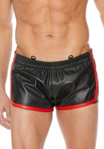 Versatile Shorts - Premium Leather - Black/Red - S/M - Maat S/M