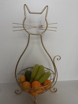 Katten beelden  kat als fruitmand Apart  goudkleurig metaal van Clayre & Eef  55x31x26 cm