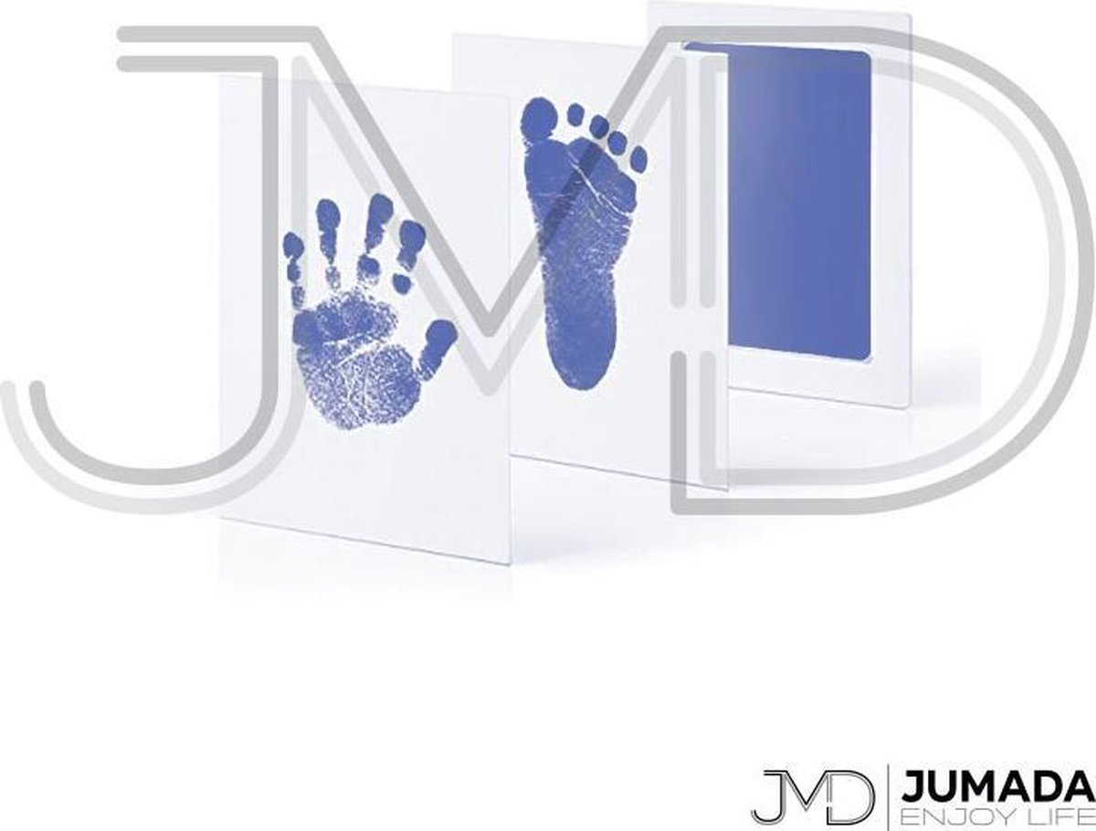 Goedkoopste Jumada's Baby Voet- en Handafdruk Inktset - Baby Cadeau - Inclusief 2 Witte Kaartjes - Inktkleur Lichtblauw